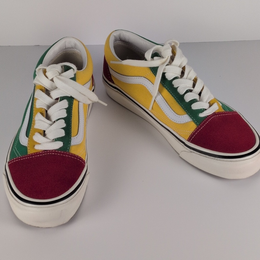 VANS Old Skool 36 DX OG Red emerald Yellow sneakers men size 8 women size 9.5
